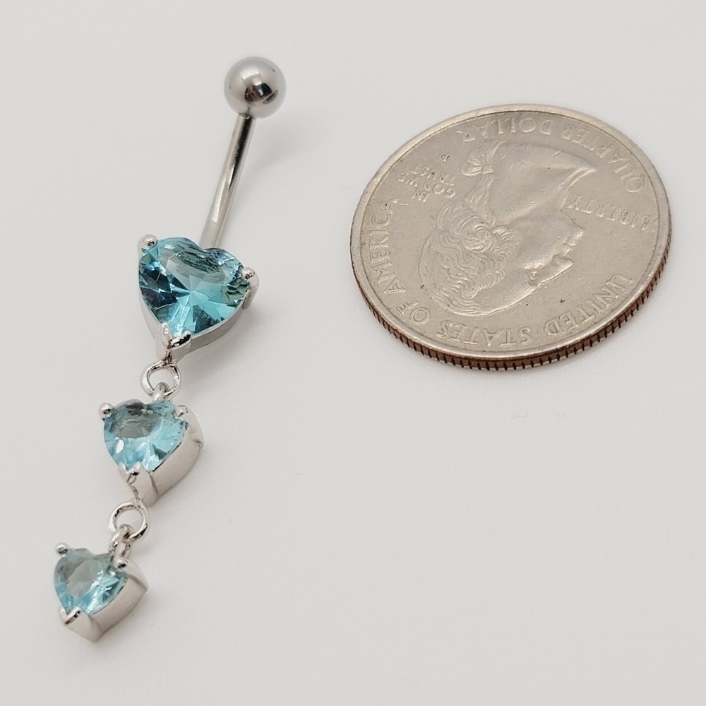 New Sterling Silver CZ Belly Button Navel Ring